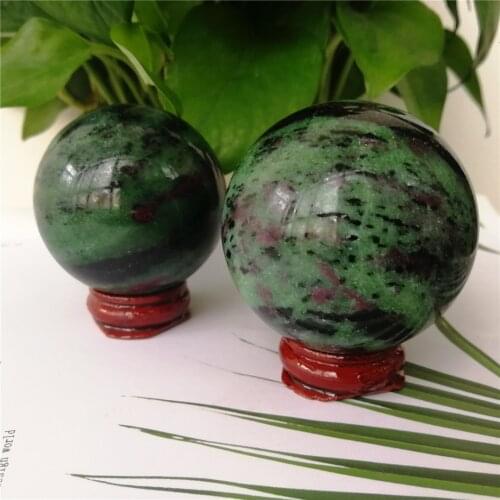 1PCS Natural Epidote Stone Sphere Gift Wooden Base Crystal Quartz Globe Ball Rock Mineral Reiki Healing Home decor Snake Ore