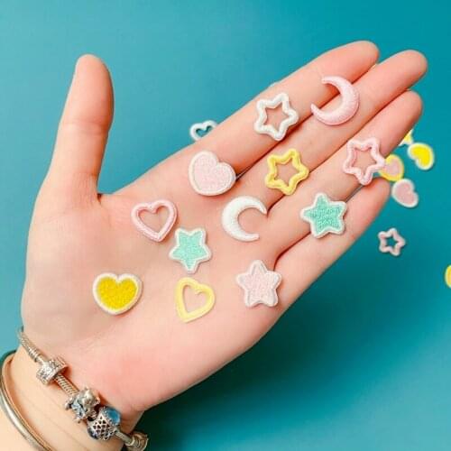 100pcs/lot Small Embroidery Patch Love Heart Moon Stars Sticker Clothing Decoration Sewing Accessories Craft Diy Applique