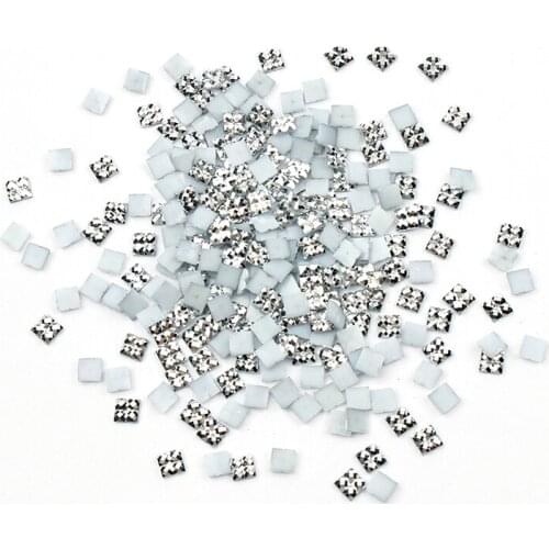 1000Pcs Square Resin Rhinestones 4mm Sizes Flatback Reflective Silver On Diamonds DIY 3D Nail Art Decoration