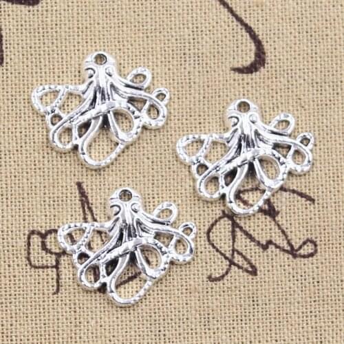12pcs Charms octopus 20x24mm Antique Silver Color Pendants Making DIY Handmade Tibetan Finding Jewelry