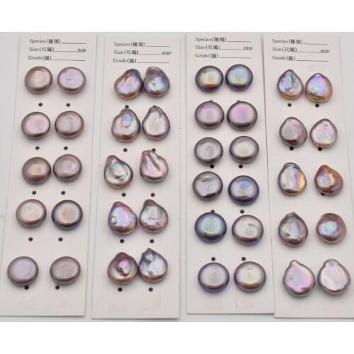 2PCS freshwater pearl purple coin baroque pearl 13-14mm wholesale nature beads FPPJ