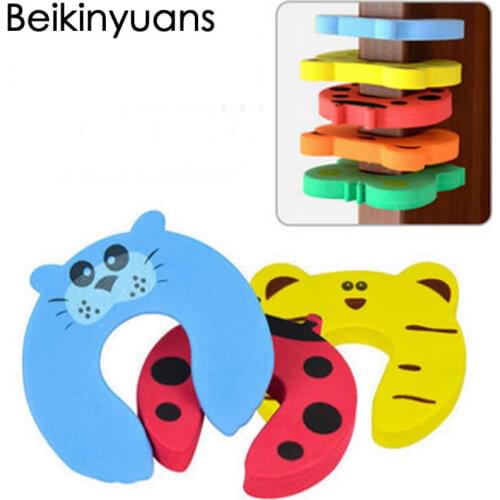 5pcs Door Stopper Animal Baby Security Card Protection Tool Baby Safety Gate Product Newborn Care Eva Door Locks Baby Anti-Clamp