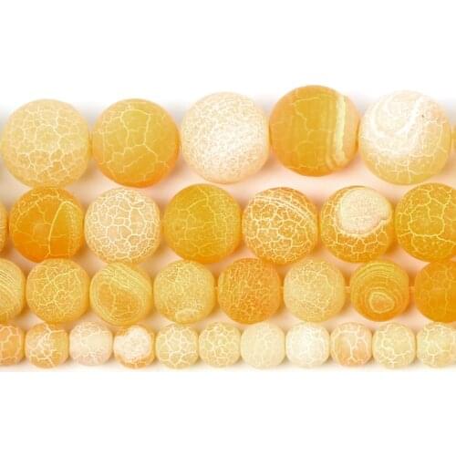 Natural Stone Beads Frost Yellow Cracked Dream Fire Dragon Veins Agates Beads For Jewelry Making DIY Bracelets 4/6/8/10/12mm