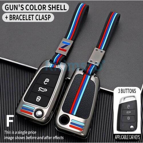 Zinc Alloy Car Key Case Cover For VW Volkswagen 17 18 Passat Golf GTI Flip Key Protective Shell