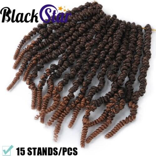 Short 8" Afro Bomb Twist Synthetic Crochet Braiding Hair for Women Ombre Fluffy Twist Pre-looped Hair Extensions