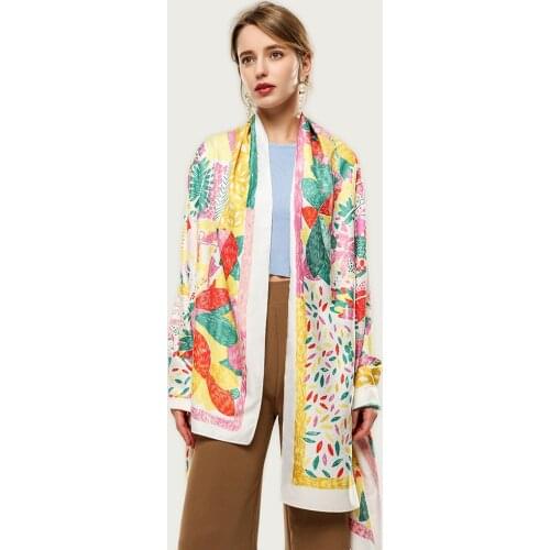 Forest Painting Design Women Large Silk Scarf Bright Female Blanket Wrap Stole Fashion Shawl [3389]