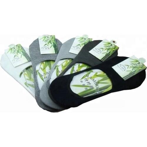 Breathable Invisible Boat Black Organic Bamboo Socks Low Cut