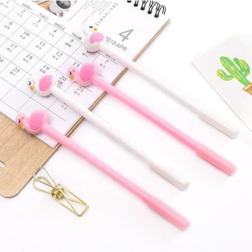1Pcs 2018 Hot Sale Cute Creative Cartoon Sleepy Flamingo Bird Pink White Gel Pen Office School Gift Stationery Pen