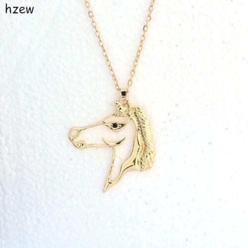 Hzew Hollow horse head pendant necklaces brand fashion jewelry necklace gift for friend mom