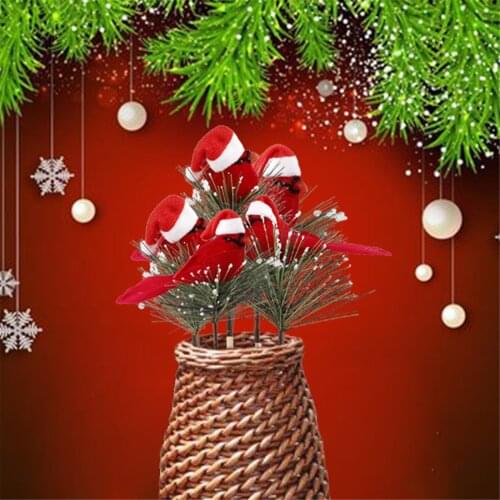 Artificial Clip-on Bird Feathered Flannel Bird Christmas Ornament Garden Decor Miniature Gardening Fake Christmas Decor