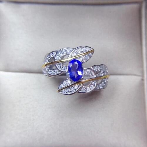 Simple and exquisite style, natural tanzanite ring, ladies classic style, ring, 925 silver material