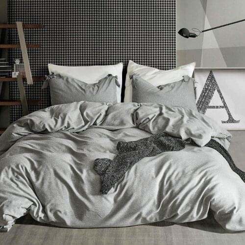 Duvet Cover King Size Three-piece bedding Solid Color Imitation Cotton And Linen Yarn-Dyed Quilt Cover Bedroom Comforter Set