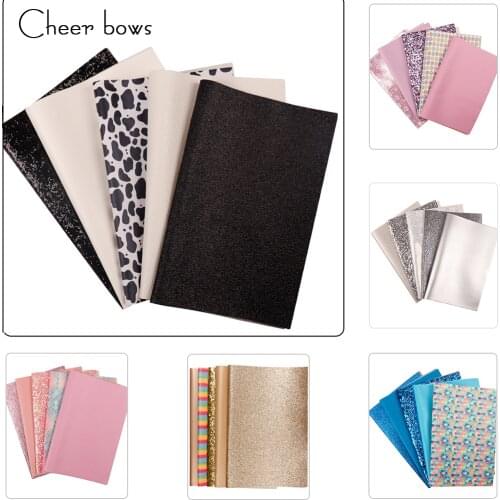 5pcs/set 22cm*30cm Leather Glitter Fabric Sheet For Patchwork DIY Hairbow Accessories Decoration Material For Doll Handmade Bags