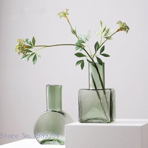 Creative Glass Vase Square Stripe Transparent Flower Vase Flower Arrangement Hydroponics Home Decoration Ornaments Wedding