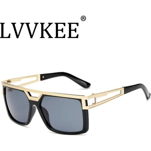 LVVKEE Hot fashion Brand designer Large frame sunglasses men Vintage women sun glasses Retro Gradient Square UV400 Eyewear male