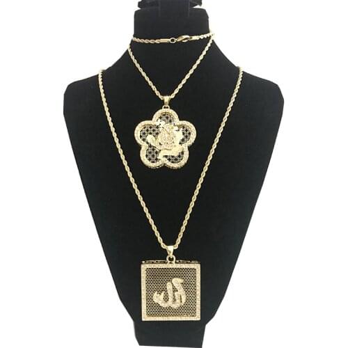 Morocco Women Gold Pendant Necklace Hollow Metal Arabesque Tags Long Chain Ethnic wedding Hip Hop Jewelry