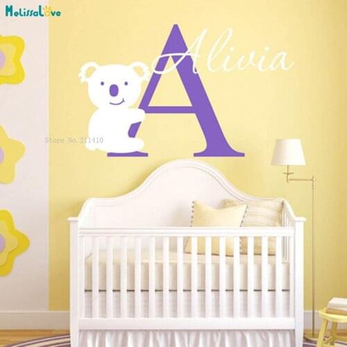 Custom Name Koala Wall Decal Two Colors Nursery Personalized Home Decoration For Kids Baby Room Lovely Poster Decals YT987