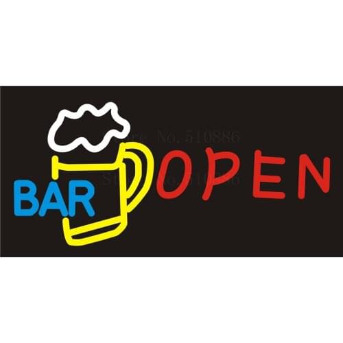 NEON Sign Board For Bar Open Beer Bars Real GLASS Tube PUB Restaurant Signboard Display Sigage Light Custom Signs 17*14"