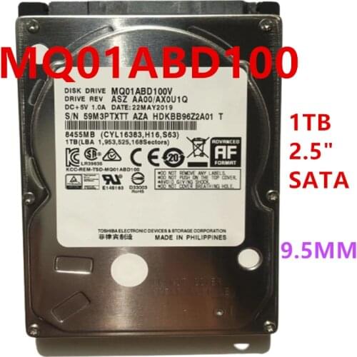 New HDD For Toshiba 1TB 2.5" SATA 6 Gb/s 8MB 5400RPM For Internal HDD For Notebook Computer HDD For MQ01ABD100V