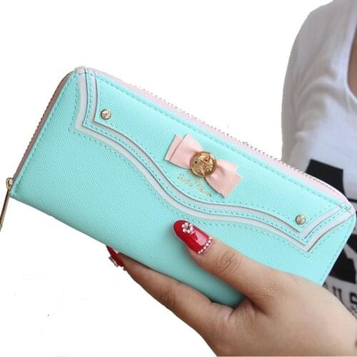 Wholesale Wallet Sailor Moon Ladies Long Female Purse Women Wallet Leather Bag 100PCS/lot