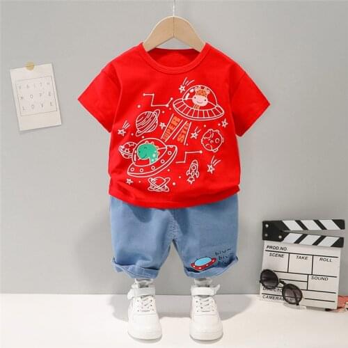 0-5 Years Summer Boy Clothing Set 2021 New Casual Fashion Cartoon Active T-Shirt+ Pant Kid Children Baby Toddler