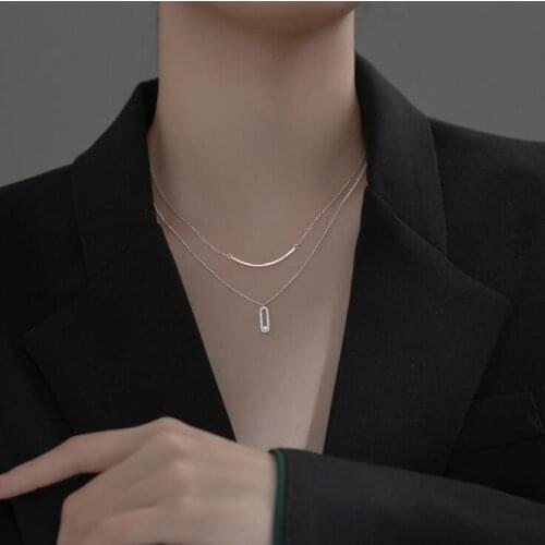Silver Necklaces 925 Sterling Silver Pendants Necklaces with Cubic Zirconia Fashion Style