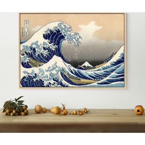 Japanese Style Poster Canvas Painting Traditional Japanese Paintings Wave Kanagawa Wall Art Pictures For Living Room Home Decor