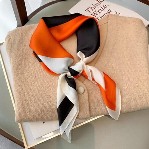 Women Scarf 2021 Square Silk Scarves Neck Hairband Summer New Lady Foulard Shawls and Wraps Fashion Printed Bandana