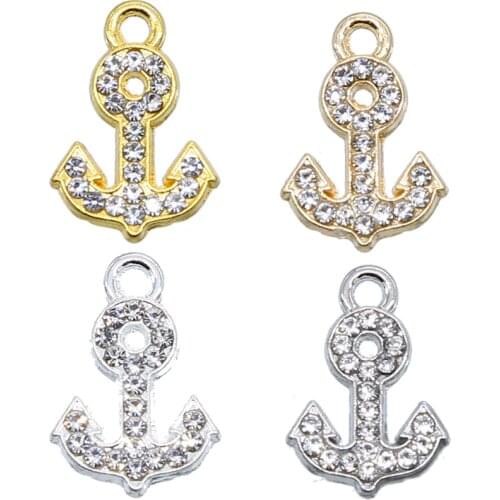 6pcs popular boat anchor tower CZ rhinestone charms pendant DIY dangle jewelry making of earring necklace bracelet accessories