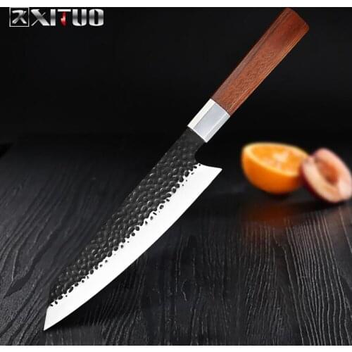 XITUO Stainless Steel Chef Knife High Carbon Steel Handmade Knife Steak Cleaver Kiritsuke Gyuto Utility Knife Octagonal Handle