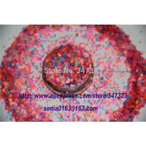 SN25-88 Mix 2.5 MM Neon Color Solvent Resistant Glitter STAR shape Glitter for Nail Polish Acrylic, DIY supplies1pack=50g