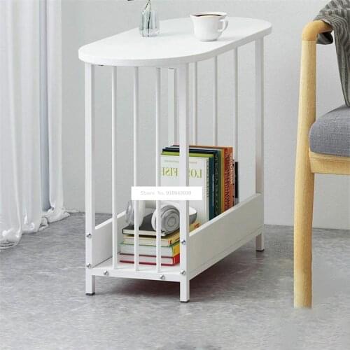 E5009 Living Room Modern End Table Manmade Board Steel Pipe Foot Tea Table Small Apartment Side Table Creative Coffee Table