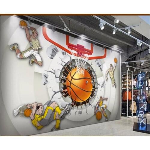 WDBH custom photo 3d wallpaper Creative basketball arena players cool gear room home decor 3d wall murals wallpaper for wall 3 d