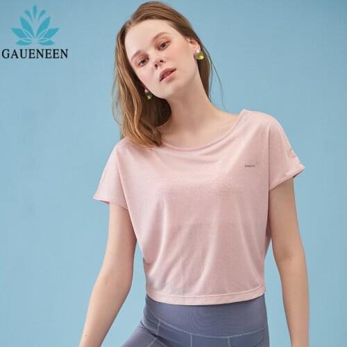 GAUENEEN Women Fitness T-shirt Female Gym Yoga Top Sportswear Quick Dry Short Sleeve Crop Top Running Workout Woman Sports Top