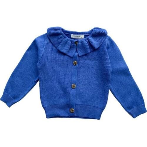 1-11Y Baby Girl Spring Autumn clothes Sweater Coat New 2021 Childrens clothing Lotus leaf collar Knitted cardigan Fashion Top