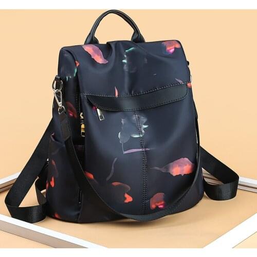 Girls Black Oxford Famous Brand 2021 Fashion Waterproof Anti-Theft Backpack Women Backpacks School Bags