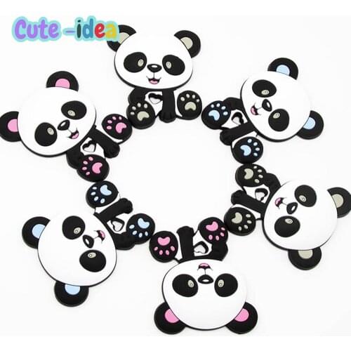 Cute-Idea 1PC Panda Cartoon Animal Teether Food Grade Nursing DIY Pacifier Pendants BPA Free Soft Baby Product Toy Teething