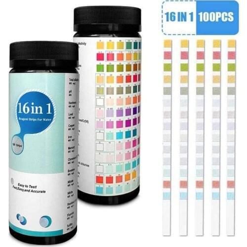 100PCS 16 In 1 Pool Water Test Strip Chlorine PH Value Alkalinity Hardness Test Kit Swimming Pool Test Paper For Pond Aquarium
