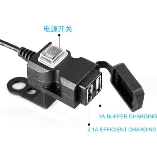 12V 12V-80 V6V 48V 72V 84v Double1.0A 2.1A USB Charger Universal Electric Scooter Motorcycle USB Mobile Phone Charger E-bike