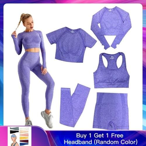 Womens Sportswear Yoga Clothing Seamless Workout Clothes Athletic Wear Fitness Crop Top Gym Leggings Tracksuits For Female