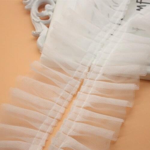 30yards 5cm 9colors mesh lace Ruffle double Lace Trim Ribbon Pleated Tape Dress Doll and girl dress Clothes DIY