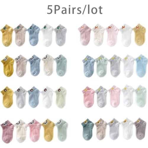 5Pairs/lot Childrens Socks Thin Summer Printed Cartoon Boys Girls Baby Cute Mesh Socks Breathable Kids Spring Cotton Socks
