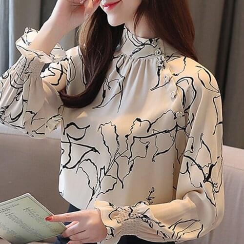 Autumn Long Sleeve Women Blouses Shirts Print Chiffon Blouse Shirt Women Tops Blusas Mujer De Moda 2021 Blouse Women Blusa B985