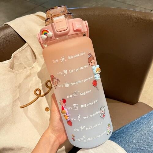 Gradient Fitness Big Water Bottle Summer Portable 2000ml Scale Big Water Cup 2 Liters Super Large Capacity Cup Plastic