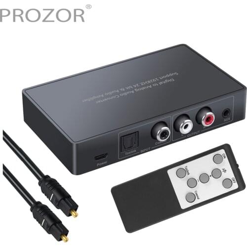 PROZOR Remote Control DAC Converter Digital to Analog Audio Converter Coaxial Toslink to Analog Stereo Support volume control