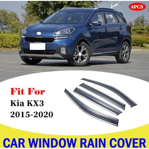Car Cover Window Glass Weather Shield Wind Visor Rain Sun Guard Vent Frame For Kia KX3 2015-2020 Car-Styling Accessories