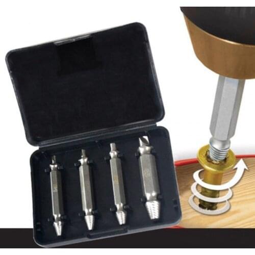 4 In1 Damaged Screw Extractor Drill Bits Guide Set Broken Bolt Remover Easy Out Remover Tool