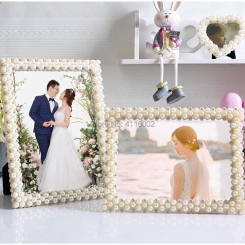20pcs European Pearl Diamond Decoration Photo Frame 7 Inch Creative Rectangle Photo Frames Wedding Decorations Picture Frame