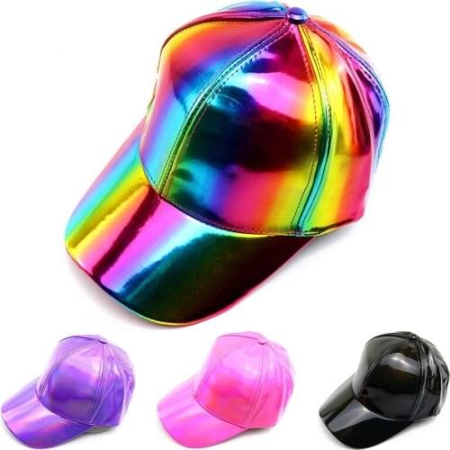 Luxury hats for Rainbow Color Changing Sun Visor Leather Caps Back to the Future Hip Hop Men Baseball Cap Women Fashion Show hat