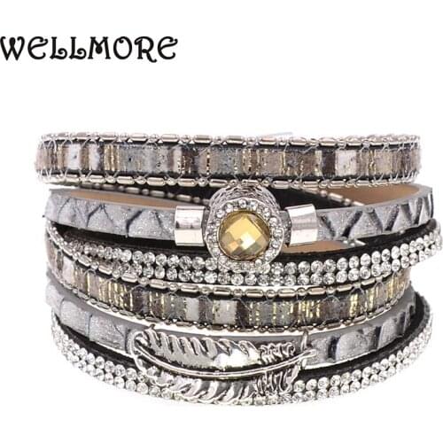 WELLMORE leather bracelets wrap bracelets Bohemian bracelets&bangles for women Christmas gift jewelry wholesale